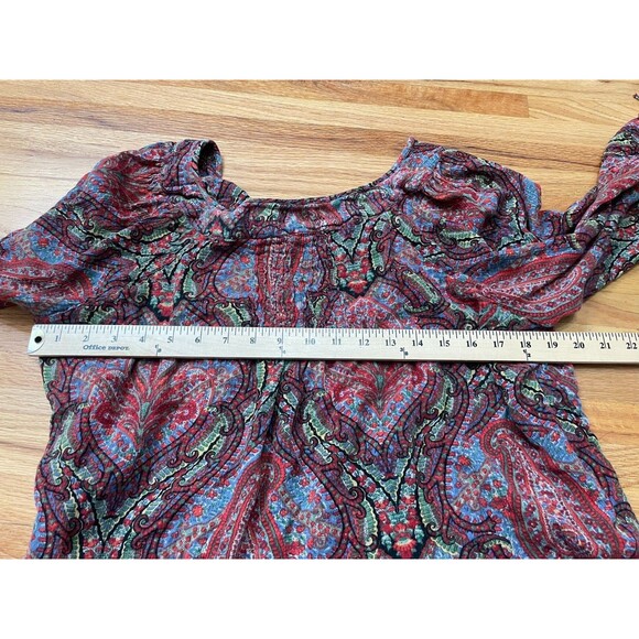 Lauren Ralph Lauren Women's Top Blouse Peasant Boho 2X Red Floral Paisley Print - Picture 4 of 9